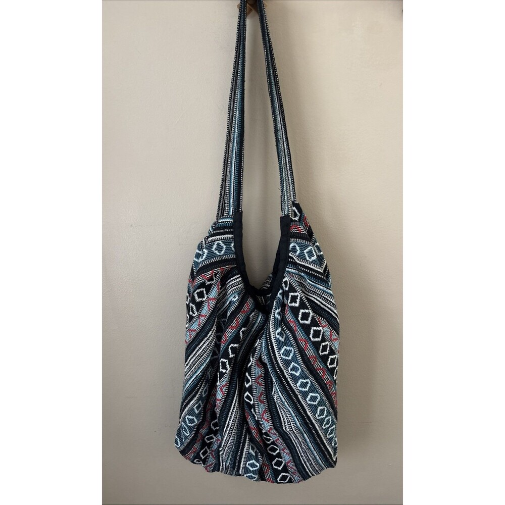 Tribe Azure Fair Trade Women’s Banana Hobo Bag Handmade Jacquard Boho Tote